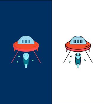 alien space ufo spaceship mars Flat Color Icon Vector