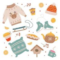 vector winter set of elements and objects