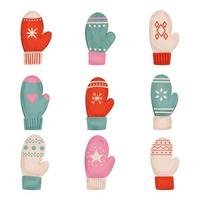 vector set of mittens with watercolor effect