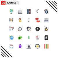 Mobile Interface Flat Color Set of 25 Pictograms of clock well directory tool carpenter Editable Vector Design Elements