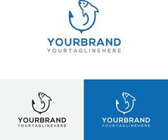 Fish and Anchor Combination logo Design template vector