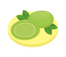 mochi with green tea isolated background vector
