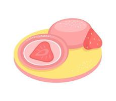 mochi with strawberry on isolated background vector