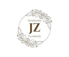 JZ Initials letter Wedding monogram logos collection, hand drawn modern minimalistic and floral templates for Invitation cards, Save the Date, elegant identity for restaurant, boutique, cafe in vector