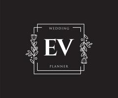 logotipo femenino ev inicial. utilizable para logotipos de naturaleza, salón, spa, cosmética y belleza. elemento de plantilla de diseño de logotipo de vector plano.