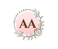 Initial AA feminine logo. Usable for Nature, Salon, Spa, Cosmetic and Beauty Logos. Flat Vector Logo Design Template Element.