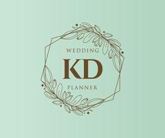 KD Initials letter Wedding monogram logos collection, hand drawn modern minimalistic and floral templates for Invitation cards, Save the Date, elegant identity for restaurant, boutique, cafe in vector