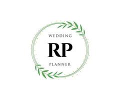 colección de logotipos de monogramas de boda con letras iniciales rp, plantillas florales y minimalistas modernas dibujadas a mano para tarjetas de invitación, guardar la fecha, identidad elegante para restaurante, boutique, café en vector