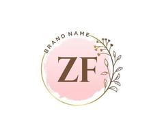 logotipo femenino inicial de zf. utilizable para logotipos de naturaleza, salón, spa, cosmética y belleza. elemento de plantilla de diseño de logotipo de vector plano.
