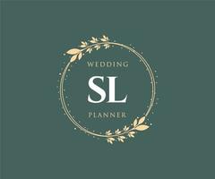 colección de logotipos de monograma de boda con letras iniciales sl, plantillas florales y minimalistas modernas dibujadas a mano para tarjetas de invitación, guardar la fecha, identidad elegante para restaurante, boutique, café en vector