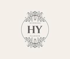 HY Initials letter Wedding monogram logos collection, hand drawn modern minimalistic and floral templates for Invitation cards, Save the Date, elegant identity for restaurant, boutique, cafe in vector