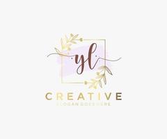 Initial YL feminine logo. Usable for Nature, Salon, Spa, Cosmetic and Beauty Logos. Flat Vector Logo Design Template Element.