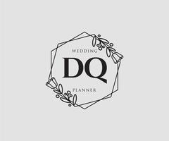 logo femenino inicial dq. utilizable para logotipos de naturaleza, salón, spa, cosmética y belleza. elemento de plantilla de diseño de logotipo de vector plano.