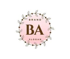 Initial BA feminine logo. Usable for Nature, Salon, Spa, Cosmetic and Beauty Logos. Flat Vector Logo Design Template Element.