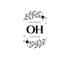 oh colección de logotipos de monograma de boda con letras iniciales, plantillas florales y minimalistas modernas dibujadas a mano para tarjetas de invitación, guardar la fecha, identidad elegante para restaurante, boutique, café en vector