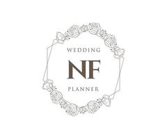 colección de logotipos de monograma de boda con letras iniciales nf, plantillas florales y minimalistas modernas dibujadas a mano para tarjetas de invitación, guardar la fecha, identidad elegante para restaurante, boutique, café en vector