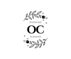 colección de logotipos de monograma de boda con letras iniciales oc, plantillas florales y minimalistas modernas dibujadas a mano para tarjetas de invitación, guardar la fecha, identidad elegante para restaurante, boutique, café en vector