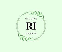 RI Initials letter Wedding monogram logos collection, hand drawn modern minimalistic and floral templates for Invitation cards, Save the Date, elegant identity for restaurant, boutique, cafe in vector