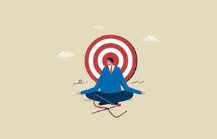 Stay focused and focused on the goal. Meditation for releasing distraction for business.Businessman meditating to review business goals. Illustration vector