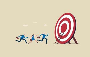 Success target or career growth. Business team running towards the goal. Illustration vector