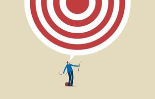 Dream big, set goals. take action. Power of thinking business. Businessman holding a bow thinking with a big goal or target. Illustration vector