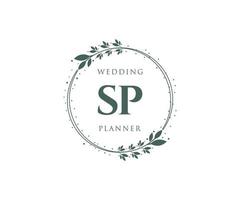 SP Initials letter Wedding monogram logos collection, hand drawn modern minimalistic and floral templates for Invitation cards, Save the Date, elegant identity for restaurant, boutique, cafe in vector