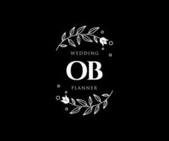 OB Initials letter Wedding monogram logos collection, hand drawn modern minimalistic and floral templates for Invitation cards, Save the Date, elegant identity for restaurant, boutique, cafe in vector