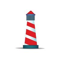 a cartoon image of a red and white lighthouse on a white background vector