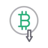 bitcoin abajo ilustración vectorial sobre un fondo. símbolos de calidad premium. iconos vectoriales para concepto y diseño gráfico. vector