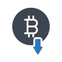 bitcoin abajo ilustración vectorial sobre un fondo. símbolos de calidad premium. iconos vectoriales para concepto y diseño gráfico. vector