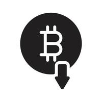 bitcoin abajo ilustración vectorial sobre un fondo. símbolos de calidad premium. iconos vectoriales para concepto y diseño gráfico. vector