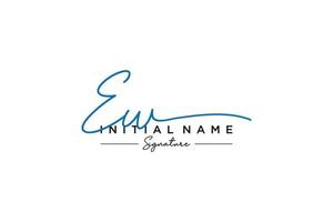 Initial EW signature logo template vector. Hand drawn Calligraphy lettering Vector illustration.