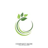 Green leaves logo. plant nature eco garden stylized icon vector botanical.