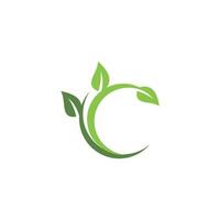 Green leaves logo. plant nature eco garden stylized icon vector botanical.