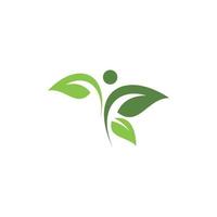 Green leaves logo. plant nature eco garden stylized icon vector botanical.