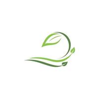 Green leaves logo. plant nature eco garden stylized icon vector botanical.