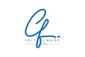 Initial CF signature logo template vector. Hand drawn Calligraphy lettering Vector illustration.