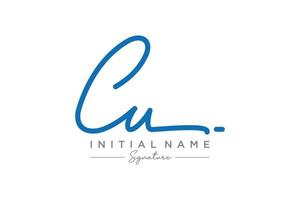 Initial CU signature logo template vector. Hand drawn Calligraphy lettering Vector illustration.