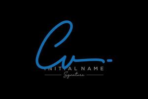 Initial CV signature logo template vector. Hand drawn Calligraphy lettering Vector illustration.