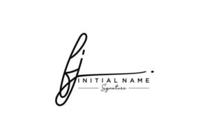 Initial FJ signature logo template vector. Hand drawn Calligraphy lettering Vector illustration.