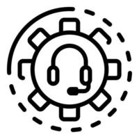 icono de engranaje de auriculares de agente, estilo de contorno vector