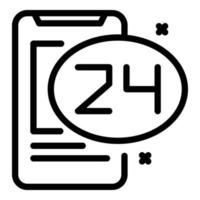 24 hours agent support icon, outline style vector