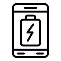 Smartphone charging icon, outline style vector