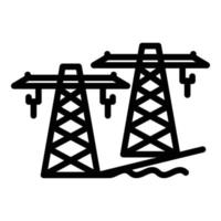 icono de torre eléctrica de energía hidroeléctrica, estilo de esquema vector