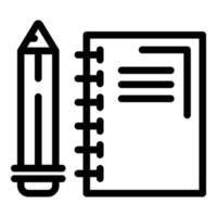 Notebook and pencil icon, outline style vector