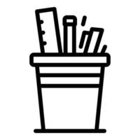 Organizer for pens, rulers icon, outline style vector