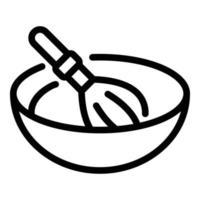 Whisk with bowl icon, outline style vector