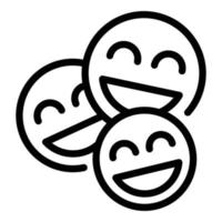 Group laugh emoji icon, outline style vector