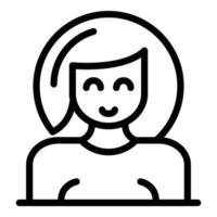 Confused smiling icon, outline style vector