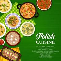 Polish cuisine, Poland food dishes and meals menu vector